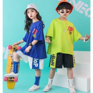 キッズ ダンス衣装 ヒップホップ HIPHOP セットアップ 子供 男の子 女の子 ジーンズ ダンストップス デニムパンツ ジャズダンス ステージ