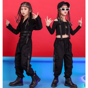 キッズ ダンス衣装 ヒップホップ セットアップ かっこういい HIPHOP 男の子 女の子 トップス カーゴパンツ 子供服 派手 ストリート 練習