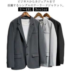  L 秋 春服 メンズファッション 春  2ボタン ジャケット テーラード ジャケット ジャケット 秋服 ブラック M 長袖 S XL グレー メンズ LL