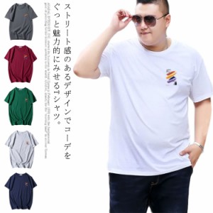 【送料無料】Tシャツ カットソー 半袖 丸首 100％綿 メンズ バック プリント 虹 Uネック カジュアル 超 大きいサイズ コットン 吸湿 おし