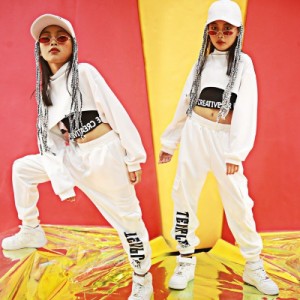 キッズダンス衣装 子供 ダンスパンツ へそ出し パーカー ダンクトップ 長ズボン ジャズ ダンス HIPHOP ダンス 衣装 キッズ オシャレ