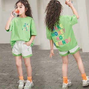 韓国こども服 セットアップ 子供服 上下 2点セット半袖Tシャツ トップス パンツ カジュアルパンツ サルエル 女の子 可愛いスタイル シン