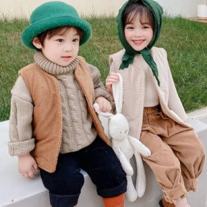 キッズ服 ベスト 綿 厚手 コーデュロイ コート ノースリーブ アウター こども 子ども服 女の子 男の子 子供服 ベスト ジレ おしゃれ 裏ボ