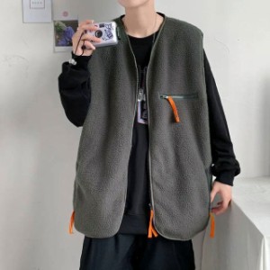 ベスト メンズ 秋冬 暖かい ファスナー ボアベスト 厚手 無地 ブルゾン 部屋着 前開き 冬服 おしゃれ アウトドア キャンプ 秋 冬 おしゃ