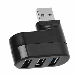 180度回転3ポートハブusb 3.0 + 2 usb 2.0アダプタースプリッタブラック