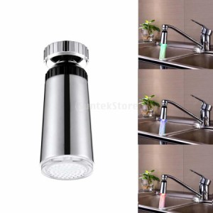 キッチン 浴室 水流 グロー LED ライト 蛇口 タップ 自動 3色 変更 5.5センチメートル