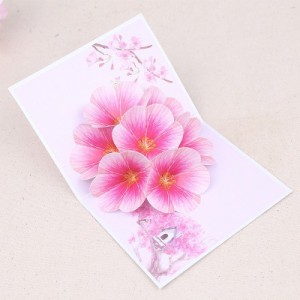 グリーティングカード ポップアップカード メッセージカード 桃の花 花 自然 飛び出す 立体 お祝い 記念日 誕生日 雑貨 小物