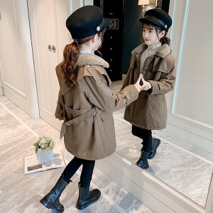 トレンチコート キッズ 子供服 アウター 女の子 冬 厚手 綿入りコート ロングコート チェスターコート チュニック 子供コート 暖かい 防