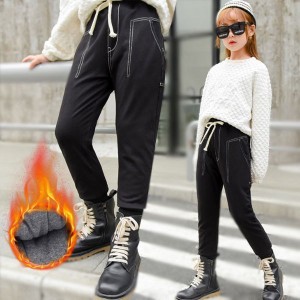 女の子 ボトムス 長ズボン ロングパンツ 冬着 厚手 ブラック キッズ パンツ 子供用 防寒 防風 新作 お出かけ 通学 スキー 旅行 大人気 シ