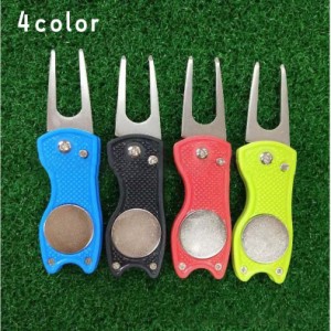 グリーンフォーク ゴルフ 折り畳み式 おりたたみ 収納 リペア ツール ジャックフォーク ディボットツール 定番 ラウンド ゴルフ用品 スポ