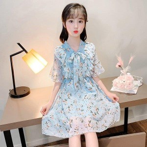 ワンピース キッズ 子供服 女の子 夏 キッズワンピース 半袖ワンピース 花柄 蝶結び 夏服 子供ドレス ジュニア 子ども お姫様 おしゃれ 