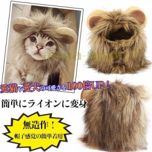 猫用帽子 ペット用帽子 犬猫用ウィッグ 猫コスプレキャップ ライオンに大変身 猫被り物 可愛さ100倍 コスプレ キャットウェア 耳付き 着