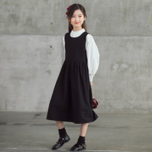 子供服 セットアップ キッズ 女の子 長袖 春秋 2点セット 韓国子供服 ジュニア シャツ 無地 ワンピース サロペット カジュアル 可愛い お