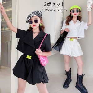 韓国子供服 セットアップ スーツ フォーマル 2点セット女の子 お洒落 夏服 ブレザー+ショートパンツ キッズ ガールズ 上下セット発表会 