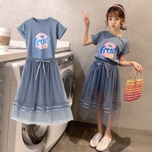 子供服 女の子 半袖 tシャツ セットアップ キッズ 夏 トップス ボトムス スカート チュール 韓国子ども服 ジュニア ベビー服 おしゃれ 可