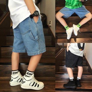 デニムパンツ キッズ 子供服 男の子 ハーフパンツ 短パン 夏服 ボトムス ストレッチパンツ ウェストゴム 伸びる ジーンズ 半ズボン 韓国