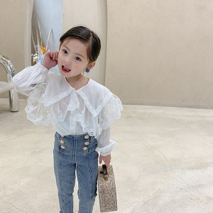 ブラウス キッズ 長袖 韓国子供服 女の子 トップス レースシャツ 春 子供服 Tシャツ 普段着 ベビー服 カジュアル 可愛い おしゃれ お出か