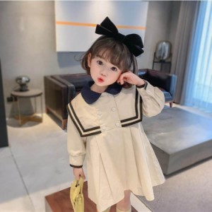 子供服 ワンピース キッズ 女の子 長袖 春秋 おしゃれ 韓国子供服 膝丈 無地 ワンピース dress カジュアル 子ども服 可愛い 女児 通学着 