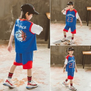 2点セット半袖バスケットボールの服 キッズ 男の子ジュニア ジャージ 子供服 セットアップ スウェット ジャージ ルームウェア パジャマ 
