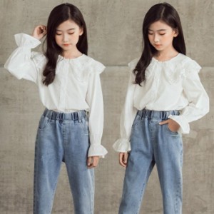 シャツ 女の子 トップス 入学式 七五三 シャツ 女の子 韓国 子供服 ブラウス キッズ ホワイトブラウス 上品 ジュニア 結婚式 受験