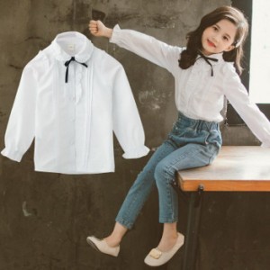 シャツ 女の子 トップス 入学式 七五三 シャツ 女の子 韓国 子供服 ブラウス キッズ ホワイトブラウス 上品 ジュニア 結婚式 受験