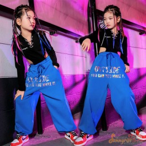 キッズダンス衣装 ヒップホップ 女の子 HIPHOP 子供 長袖 トップス ズボン ダンス ジャズダンス チアガール 練習着  演出服 チアリーダー