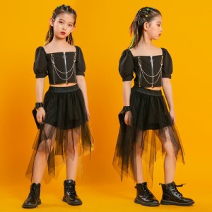 キッズ ダンス 衣装 ダンス衣装 子供 セットアップ ヒップホップ HIPHOP 女の子 半袖 トップス パンツ スカート ステージ衣装 練習着 応