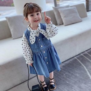 子供 ワンピース ノースリーブ 女の子 キッズ 春 子供服 無地 デニム ワンピース 可愛い ゆったり ビーチ きれいめ カジュアル 卒園式 入