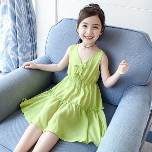 子供服 ワンピース キッズ 子供ドレス dress 韓国子供服 ジュニア 女の子 夏 ノースリーブ 膝丈 シフォン カジュアル おしゃれ 可愛い 通