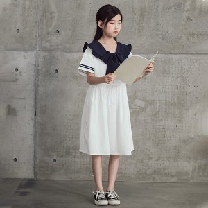 ワンピース キッズ 子供服 女の子 夏 キッズワンピース 半袖ワンピース 綿 折り襟 子供ドレス ジュニア お姫様 おしゃれ 可愛い カジュア