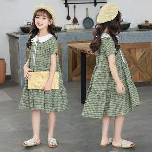 ワンピース キッズ 子供服 女の子 夏 キッズワンピース 半袖ワンピース フリル チェック柄 子供ドレス ジュニア 子ども お姫様 おしゃれ 