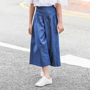 デニムパンツ キッズ 子供服 女の子 ロングパンツ ガウチョパンツ 長ズボン 春服 ボトムス ストレッチパンツ ウェストゴム 伸びる ジーン