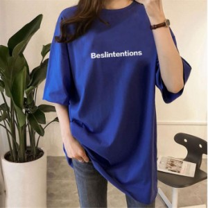 tシャツ レディース 半袖 トップス カジュアル Tシャツ 大きい ゆるTシャツ ゆるカットソー カラバリ ゆったり ロングT 無地 ルームウェ