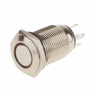 金属  防水 16mm 12V  押しボタンスイッチ LED照明 - 赤