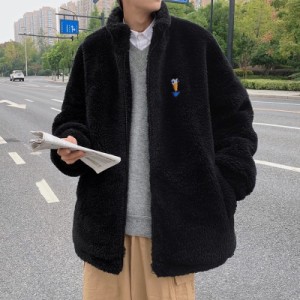 ボア パーカー メンズ ボアパーカー 裏起毛 おしゃれ ボア 暖か 寒さ対策 韓国 ファッション冬服 冬 黒 白