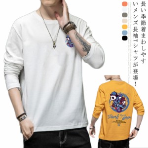 【送料無料】長袖Tシャツ メンズ ロンT 長袖 クルーネック Tシャツ カットソー トレーナー スウェット バックプリント パンダ メンズファ