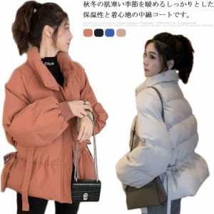 中綿コート レディース 中綿入り 長袖 ボリューム 中綿ジャケット 冬服 韓国 トップス アウター  ？入れ ジャンバー アウター コート ジ