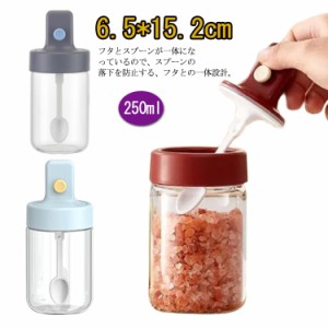 調味料入れ ガラス 大容量 調味料ボトル 調味料ポット スプーン付き 250ml 耐熱ガラス 密封性改良 調味料ケース スパイスジャー スパイス