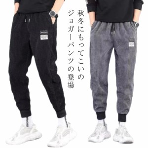 【送料無料】ジョガーパンツ ワッフル コーデュロイ メンズ サルエルパンツ イージー パンツ 春 秋冬 ストレッチ 暖かい 防寒 長ズボン 