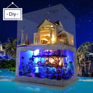  予約商品納期約1ヶ月 DIY 海の家 ミニチュアドールハウス LEDライト 組み立てキット 自分で作る / 癒し トレンド クラフト 大人の工作 