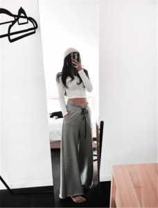 通勤ゆったりする 大きい ホーム ワイドレッグパンツ モップパンツ コットンパンツ