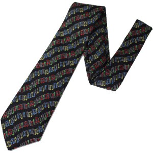 黒×赤・音楽好きさんに音符だらけのカラフルな刺繍柄面白ネクタイ
