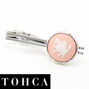 取寄品 【陶華・TOHCA】シルバー・ラウンド・ペガサス・ピンクのタイピン(ネクタイピン)