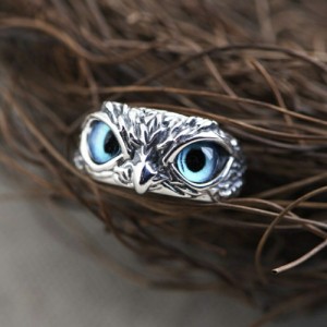 リング 梟 フクロウ 青い目 ーVer2ー 鳥 猛禽類 バード 指輪 アクセ / アクセサリー 人気 レディース