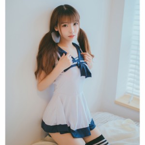 イベント セクシー 女子制服 レディース ランジェリー 紺色リボン セーラー服 スクール水着 コスプレ衣装 6180 