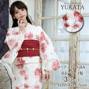 彼岸花浴衣　帯付き 浴衣帯セット曼珠沙華彼岸花ブラックレッド赤暗黒悪女の通販 by