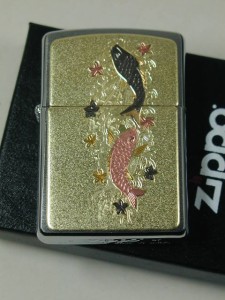 ジッポーZippo 電鋳板 夫婦昇り鯉（縁起物）コイ