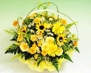 父の日 ギフト 黄色のキラキラアレンジ 花 生花 アレンジメント 元気が出るお花 プレゼント 夏 ひまわり サマーギフト