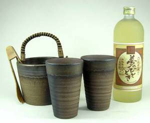 豪華酒器セット 陶芸作家　安藤嘉規作（麦焼酎　夢のひととき　720ｍｌ） 