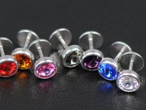 【メール便対応】BIG 6.5mmジュエル バーベル 16G(1.2mm) カラー 片側ラインストーン付 サージカルステンレス316L【ボディピアス ボディ